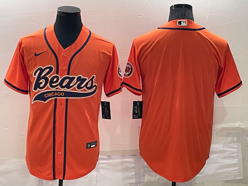 Men's Chicago Bears Blank Cool Base Orange Stitched Baseball Jersey